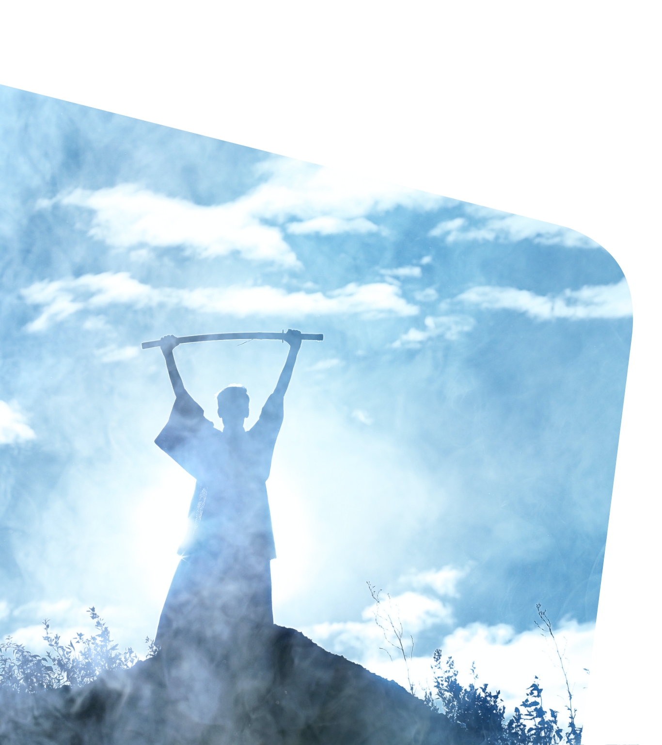 Silhouette of a victorious warrior