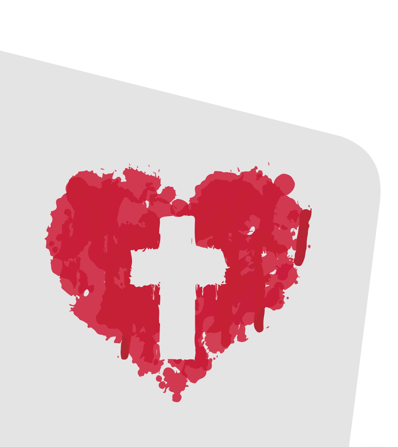 An abstract red heart with a cross inside