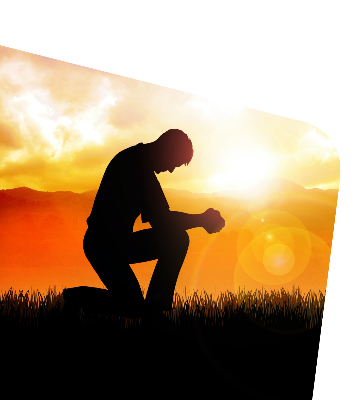 Silhouette of a man praying in submission to God
