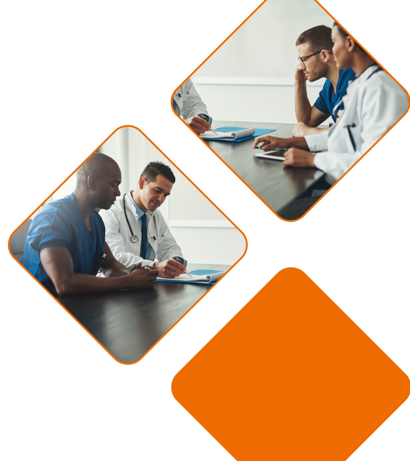 Health care professionals working together during a meeting